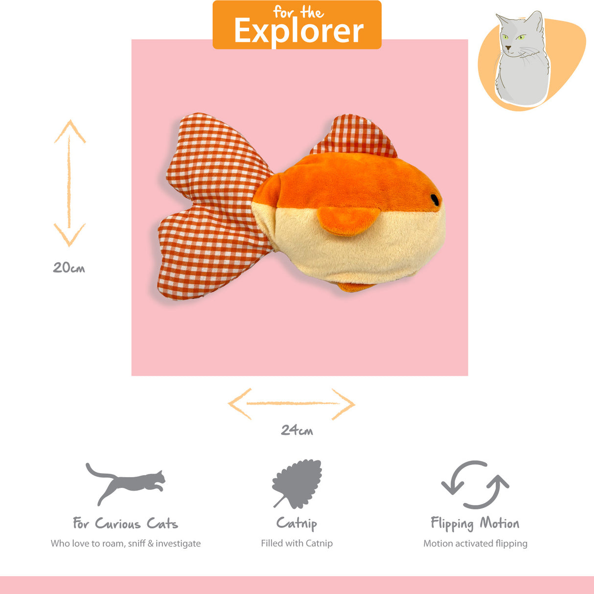 Happy Pet Tabby Patch Flippy Goldfish Cat Toy