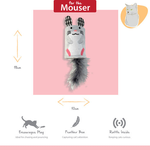 Happy Pet Tabby Patch Mouse Rattle & Roll Cat Toy