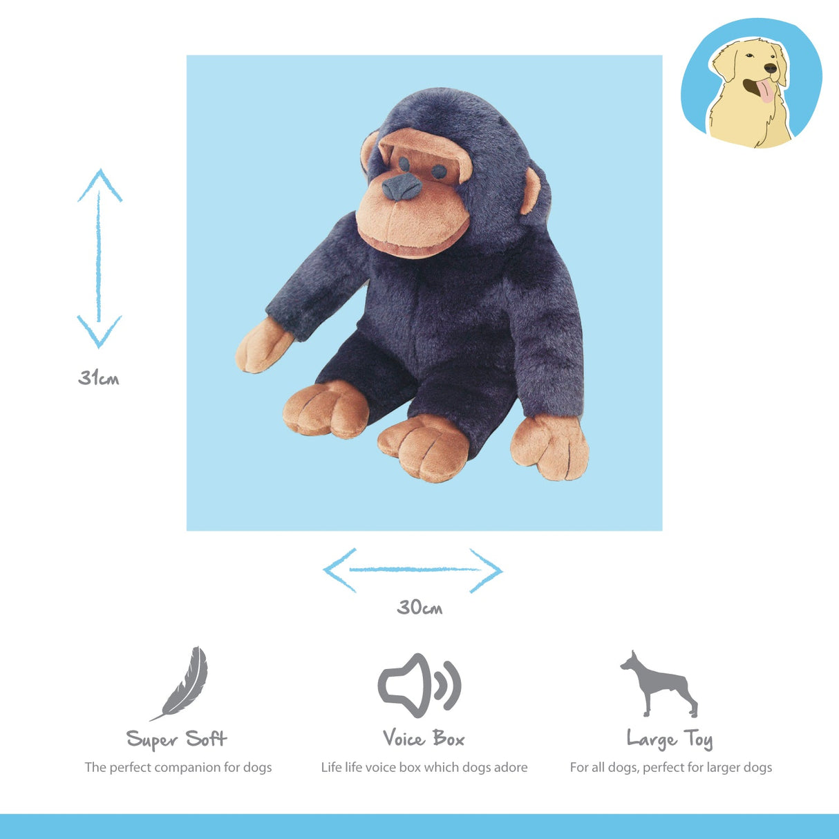 Happy Pet Big Buddie Chucky the Chimp Soft Dog Toy