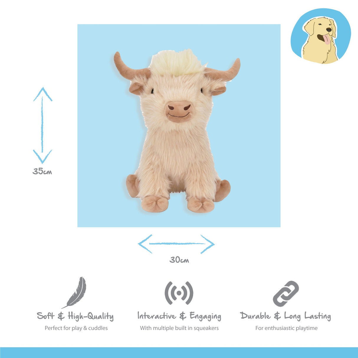 Happy Pet Jumbo Highland Cow Dog Toy