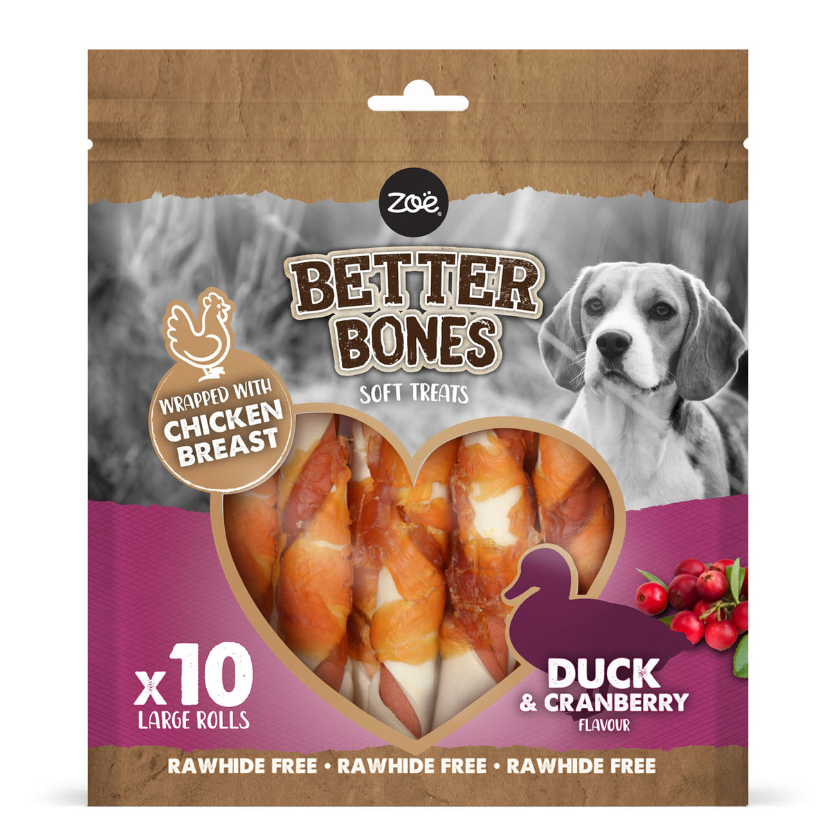 Zoe Better Bones Duck Wrap Large Rolls 10 Pack