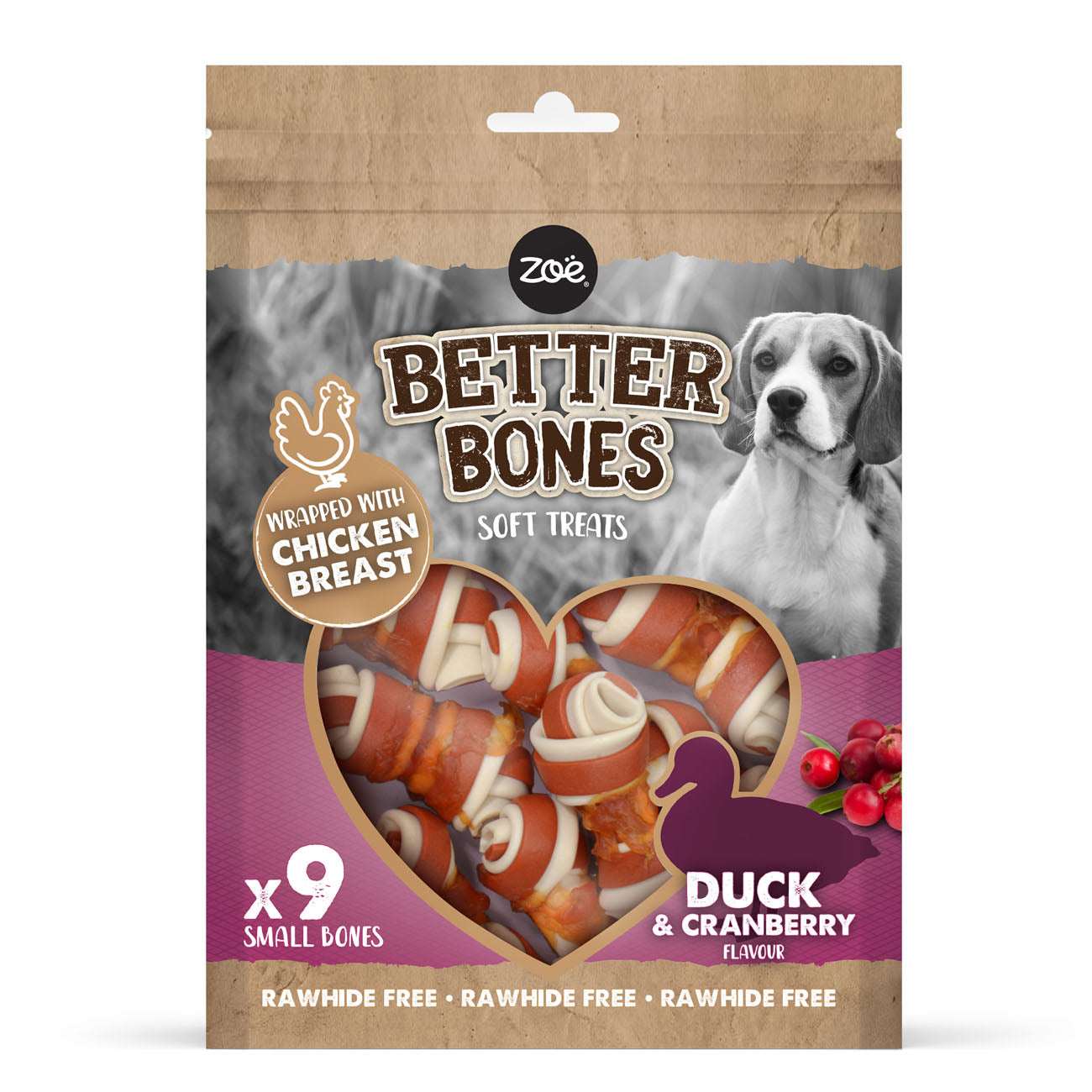 Zeus Better Bones Duck & Cranberry Wrapped Chicken 7.5cm 9 Pack