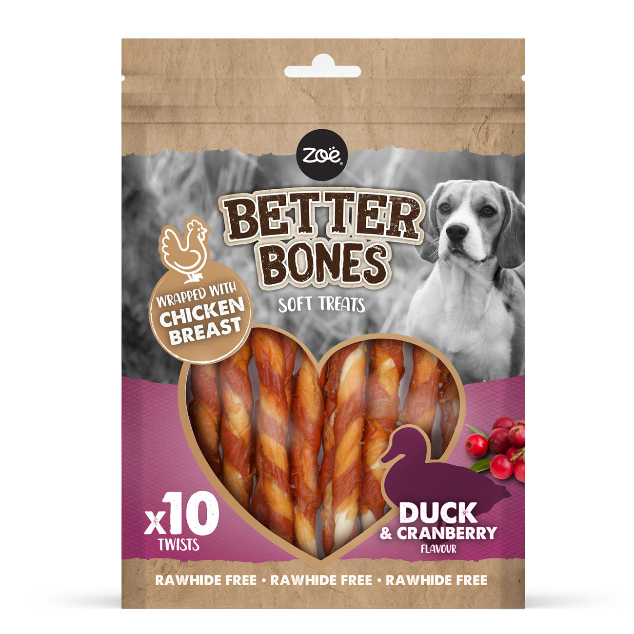 Zeus Better Bones Duck & Cranberry Twists 10 Pack