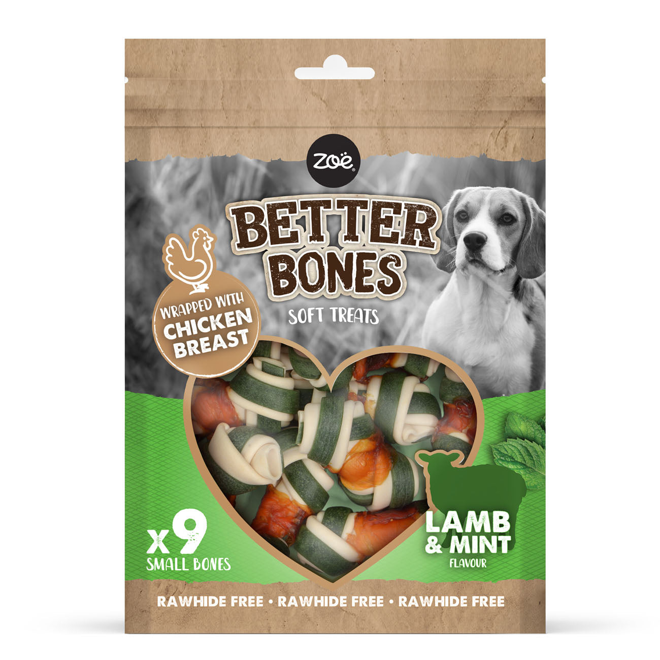 Zeus Better Bones Lamb with Mint Wrapped Chicken 7.5cm 9 Pack