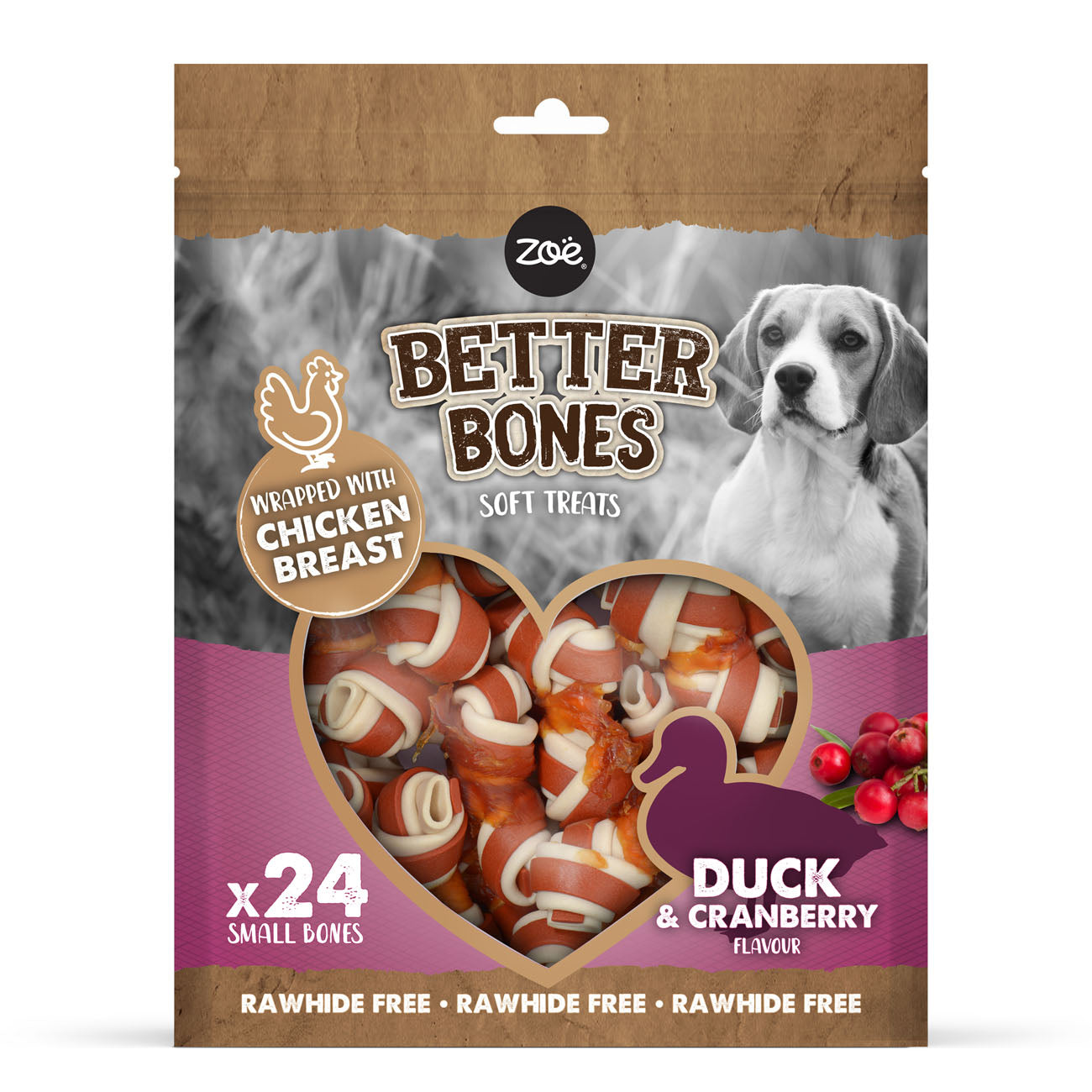 Zeus Better Bones Duck & Cranberry Wrap Bones 27 Pack