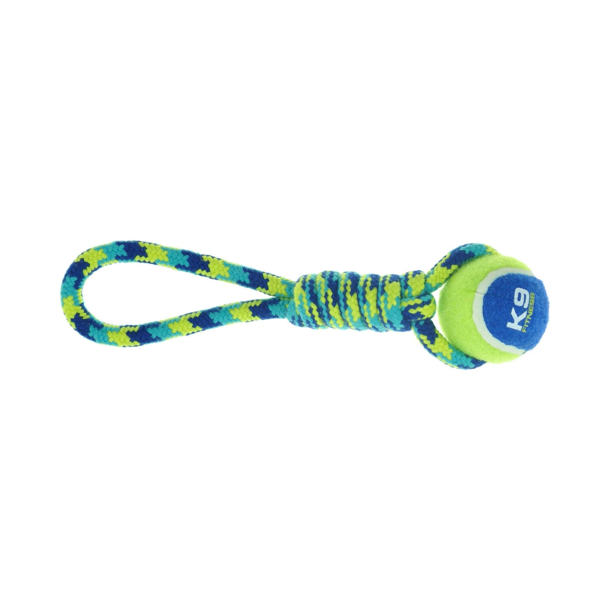 Fitness by Zeus 9in Tennis Ball Rope Tug with 2in Ball, Small