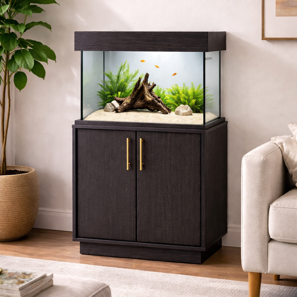 Aqua One OakStyle 145 Aquarium & Cabinet in Obsidian Smoked Oak