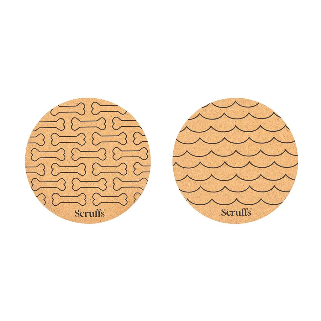 Scruffs 25cm Set of 2 Cork Pet Placematsin Wave & Bone