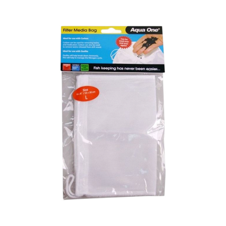 Water World Pet & Aquatic Centre Aqua One reusable white mesh aquarium filter media bag in retail packaging