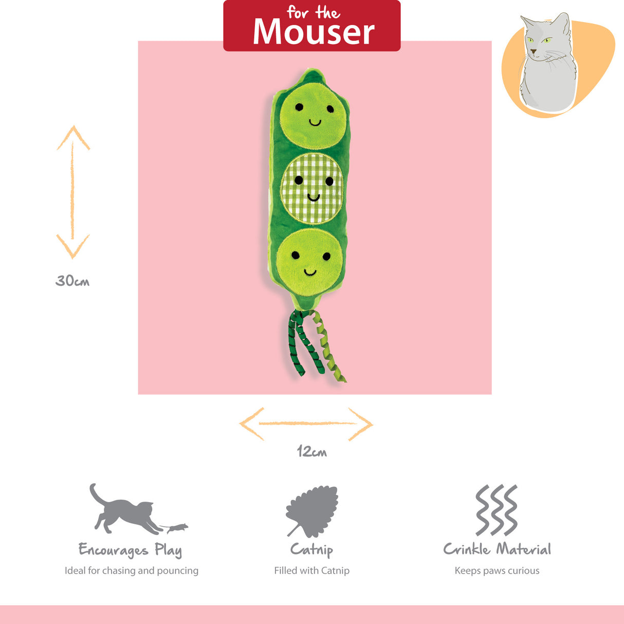 Happy Pet Tabby Patch Pea Pod Cat Kicker