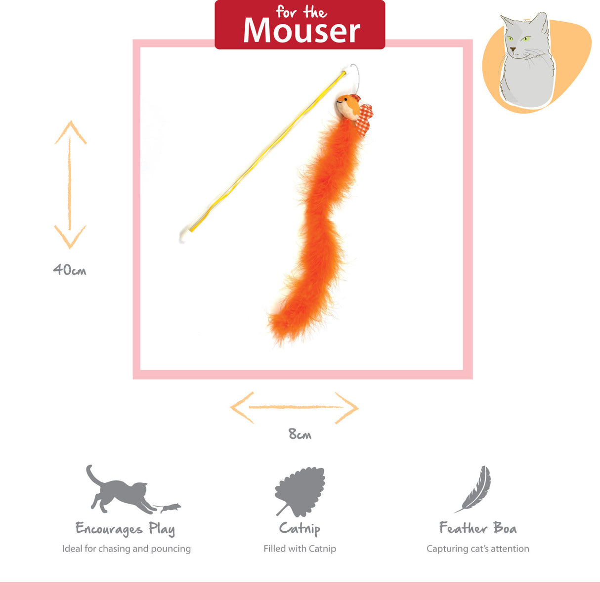 Happy Pet Tabby Patch Extra Long Goldfish Cat Teaser