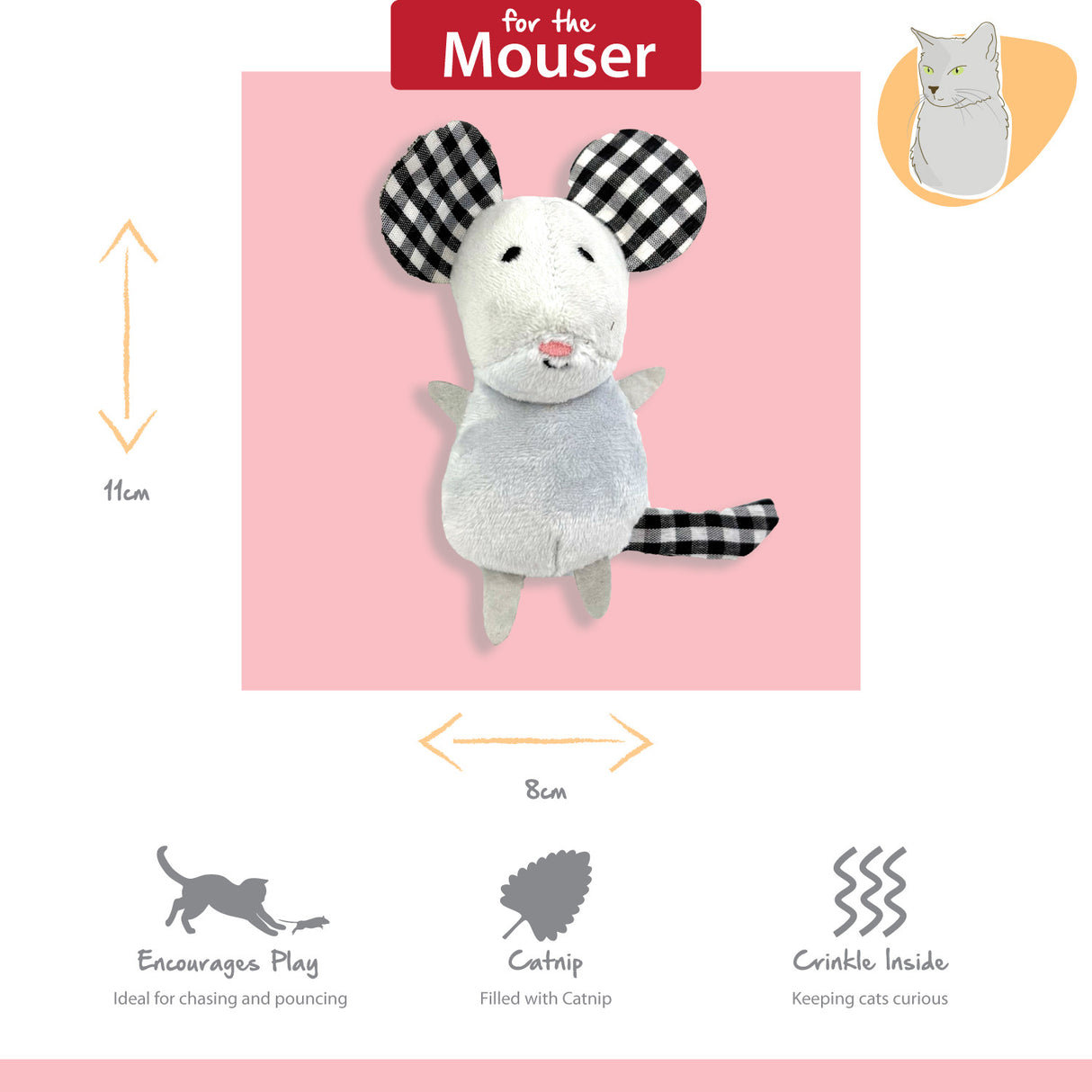 Happy Pet Tabby Patch Mouse 2 Pack