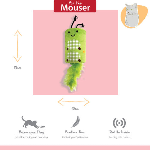 Happy Pet Tabby Patch Caterpillar Rattle & Roll Cat Toy