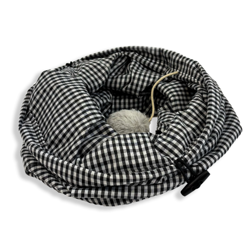 Happy Pet Tabby Patch Black Check Cat Tunnel