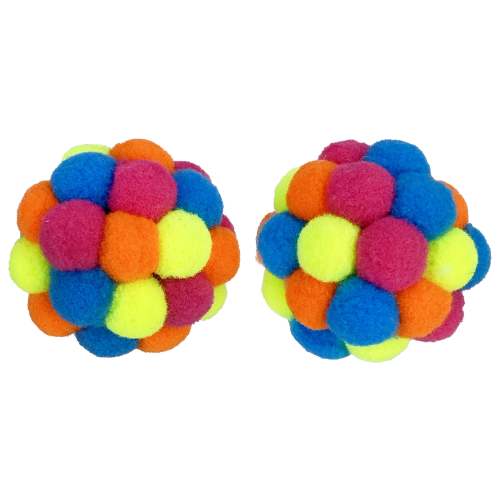 Happy Pet Tabby Patch Pom Pom Balls 2 Pack