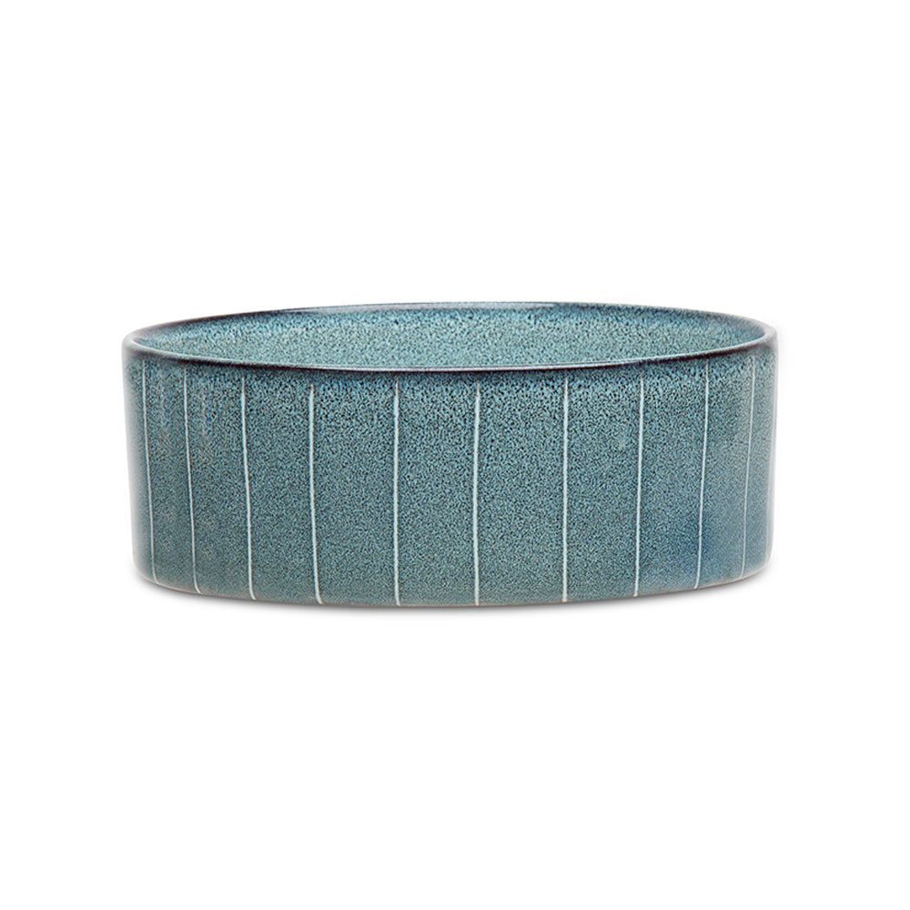 Scruffs Reactive Glaze Food Bowl in Pinstripe