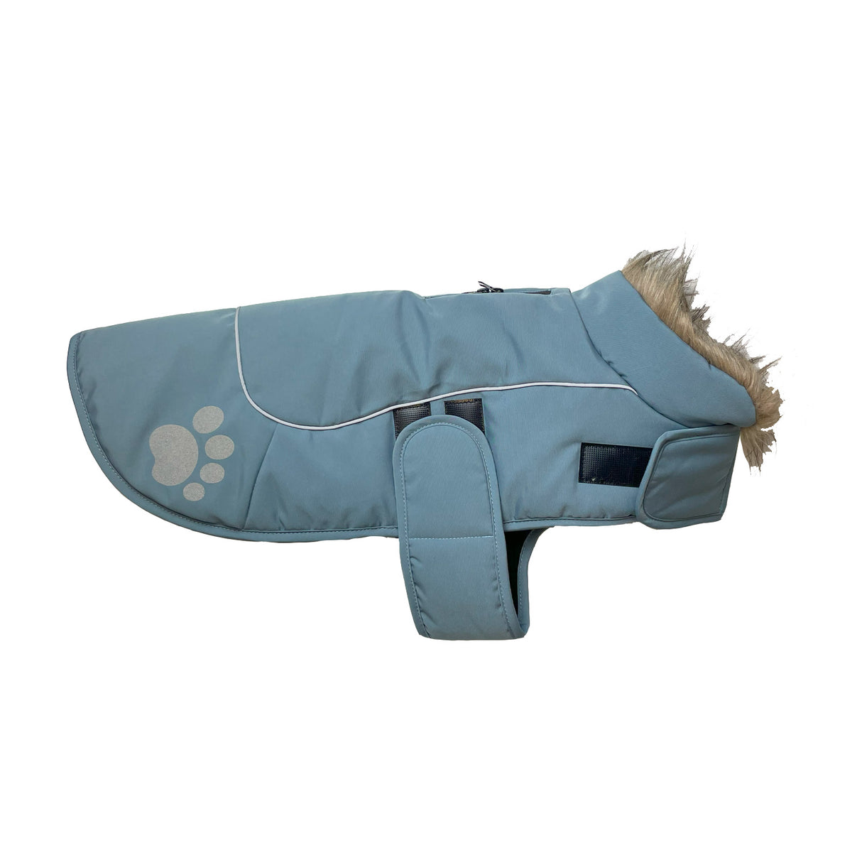 Go Walk Paw Print Dog Jacket Sky Blue