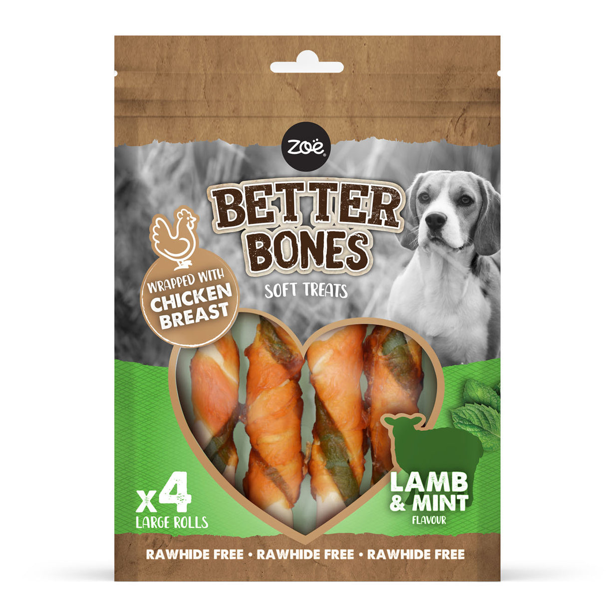Zeus Better Bones Lamb & Mint Large Rolls 4 Pack