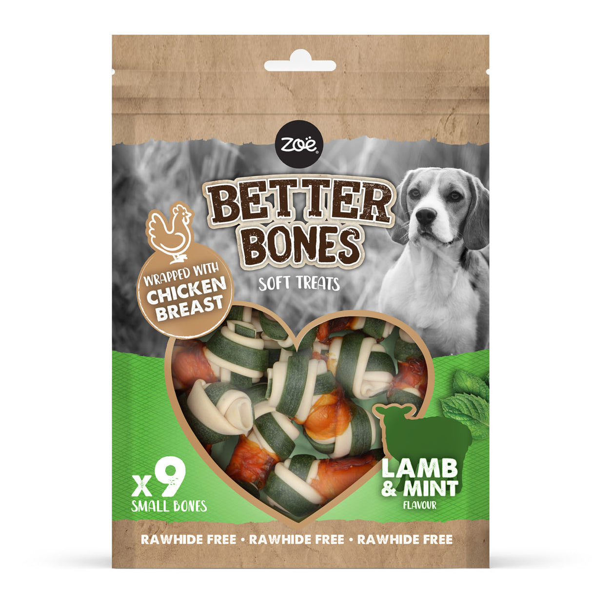 Zeus Better Bones Lamb with Mint Wrapped Chicken 7.5cm 9 Pack
