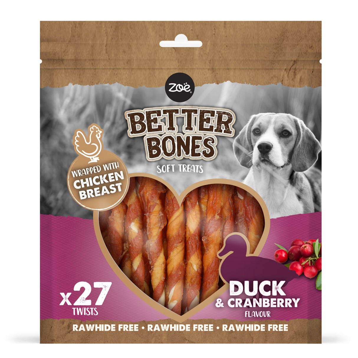 Zeus Better Bones Duck & Cranberry Wrap Twists 27 Pack