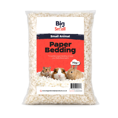 Bag of Big & Small paper bedding for small animals on a white background