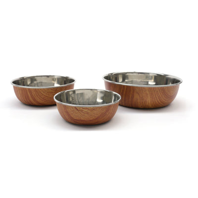 Rosewood Wood Effect Stainless Steel Bowl