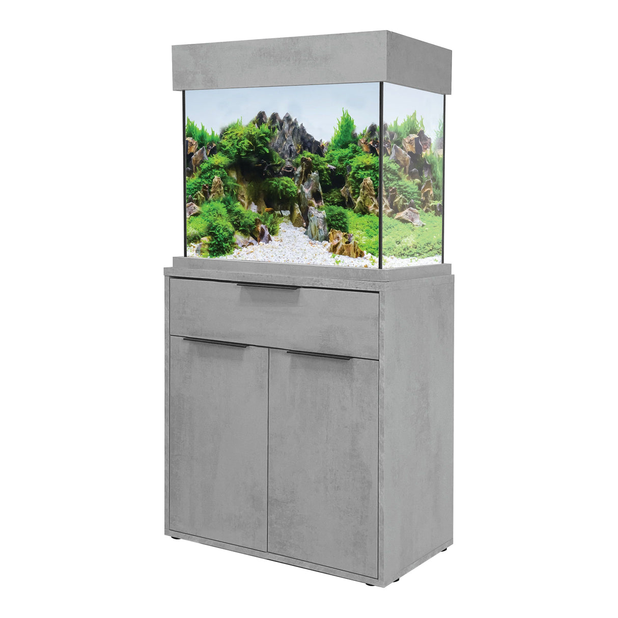 AquaOne OakStyle 110 Industrial Concrete Aquarium & Cabinet