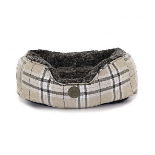 Ancol Sleepy Paws Square Bed in Oatmeal & Check
